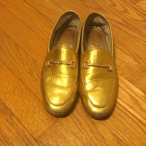 SAM EDELMAN GOLD LEATHER LOAFERS SIZE 5